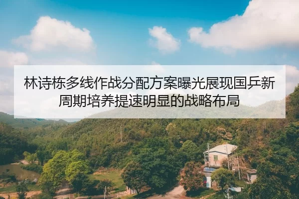 林诗栋多线作战分配方案曝光展现国乒新周期培养提速明显的战略布局